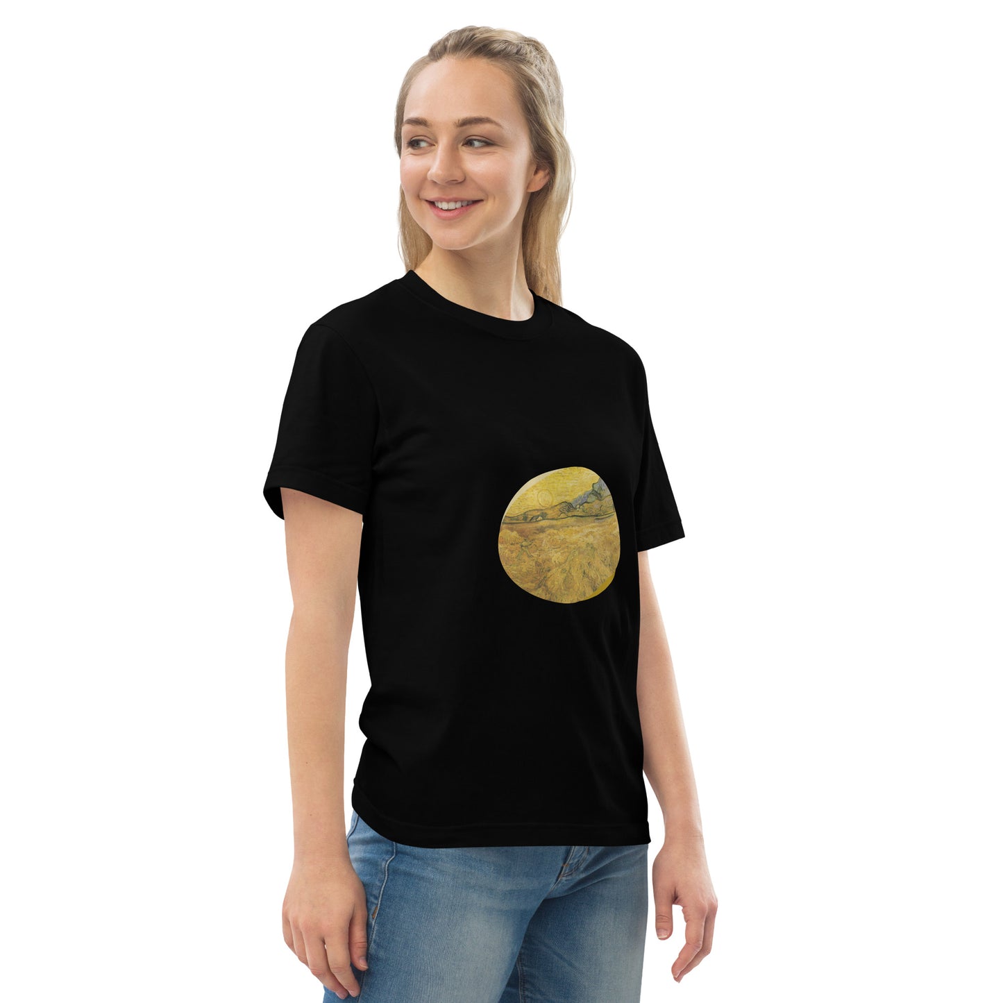 Tシャツ|ゴッホ:刈り入れをする人のいる麦畑