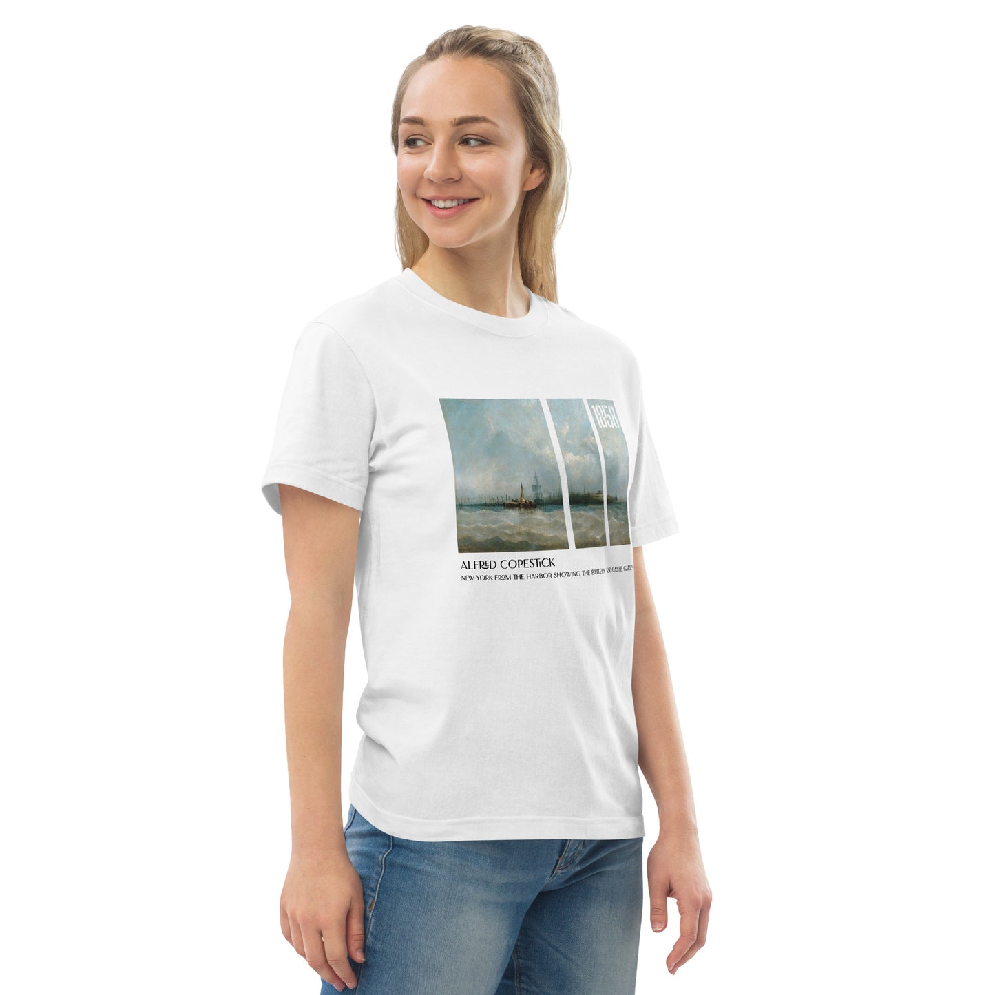 Tシャツ|アルフレッド・コープスティック:港から砲台と城の庭園を望むニューヨーク
