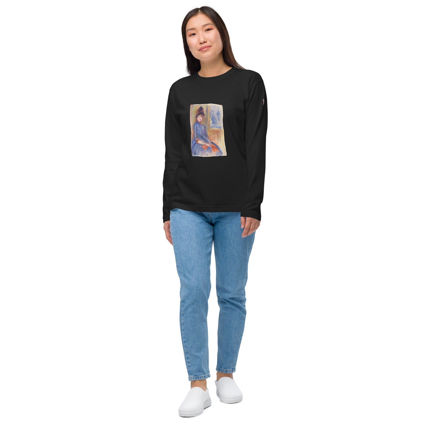 長袖Tシャツ|ルノワール:青いドレスを着た若い女の子