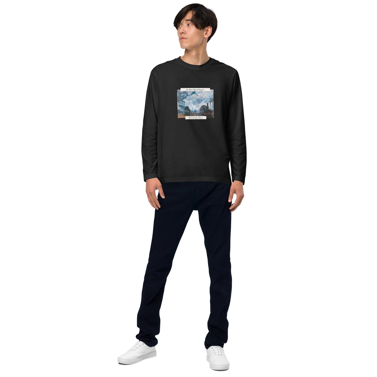 長袖Tシャツ|モネ:サン・ラザール駅、列車の到着