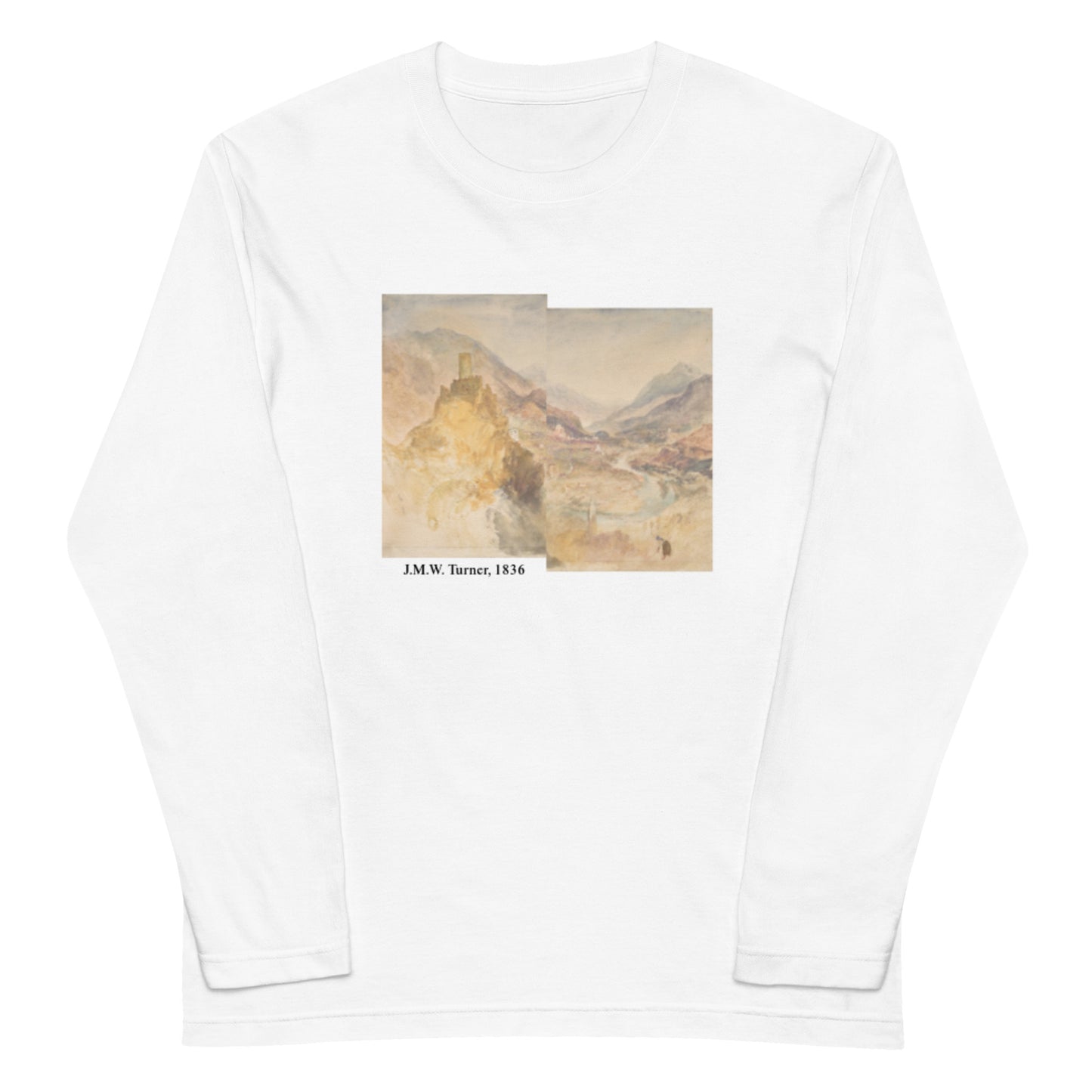 長袖Tシャツ|ウィリアム・ターナー:ヴィルヌーヴ上空から見たシャテル アルジャンとヴァルダオスタ