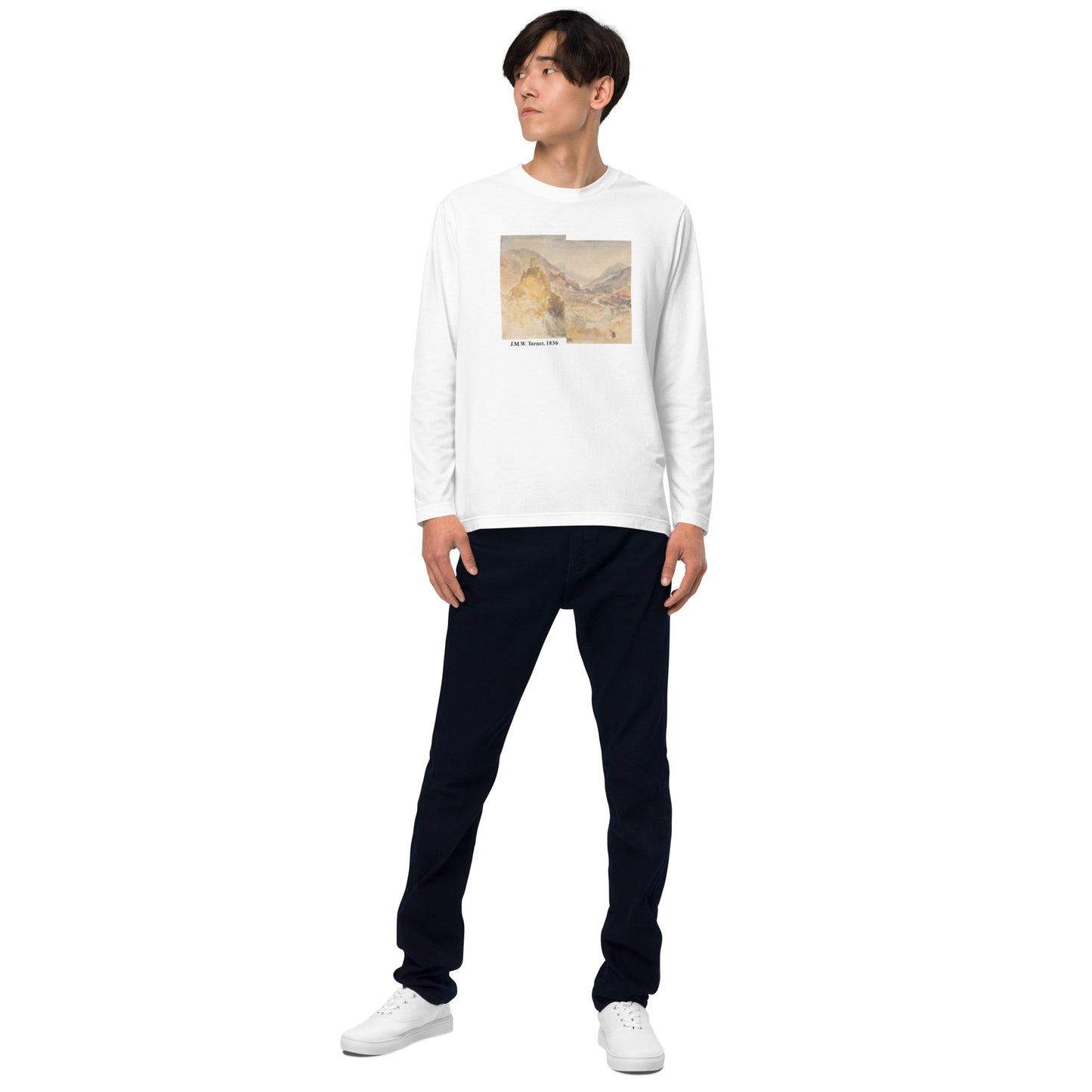 長袖Tシャツ|ウィリアム・ターナー:ヴィルヌーヴ上空から見たシャテル アルジャンとヴァルダオスタ